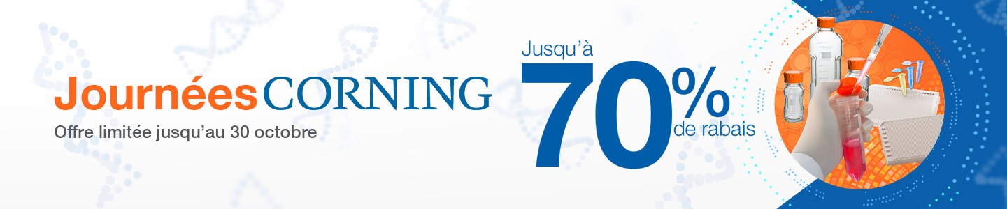 Jusqu’à 70 % sur le matériel et les consommables Corning, jusqu’au 31 mars.