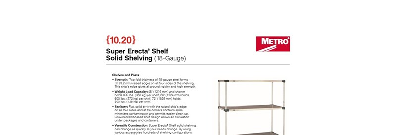 Download the Metro Super Erecta solid shelving spec sheet.